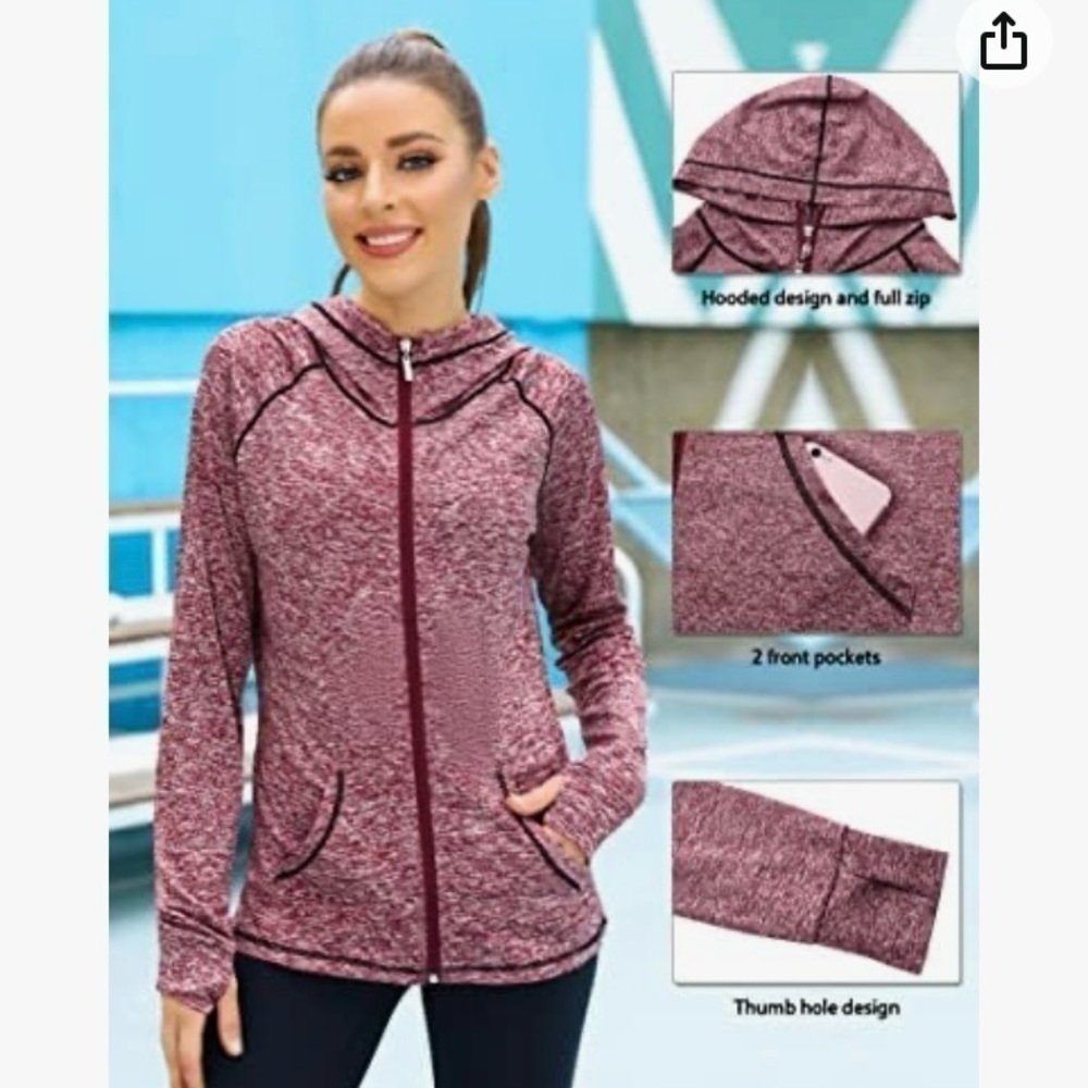 Sykooria sweat jacket, long sleeve training running hoodie, breathable, zip up